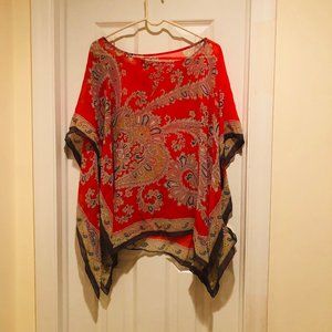 Talbots flowing red tunic top Sz L/XL